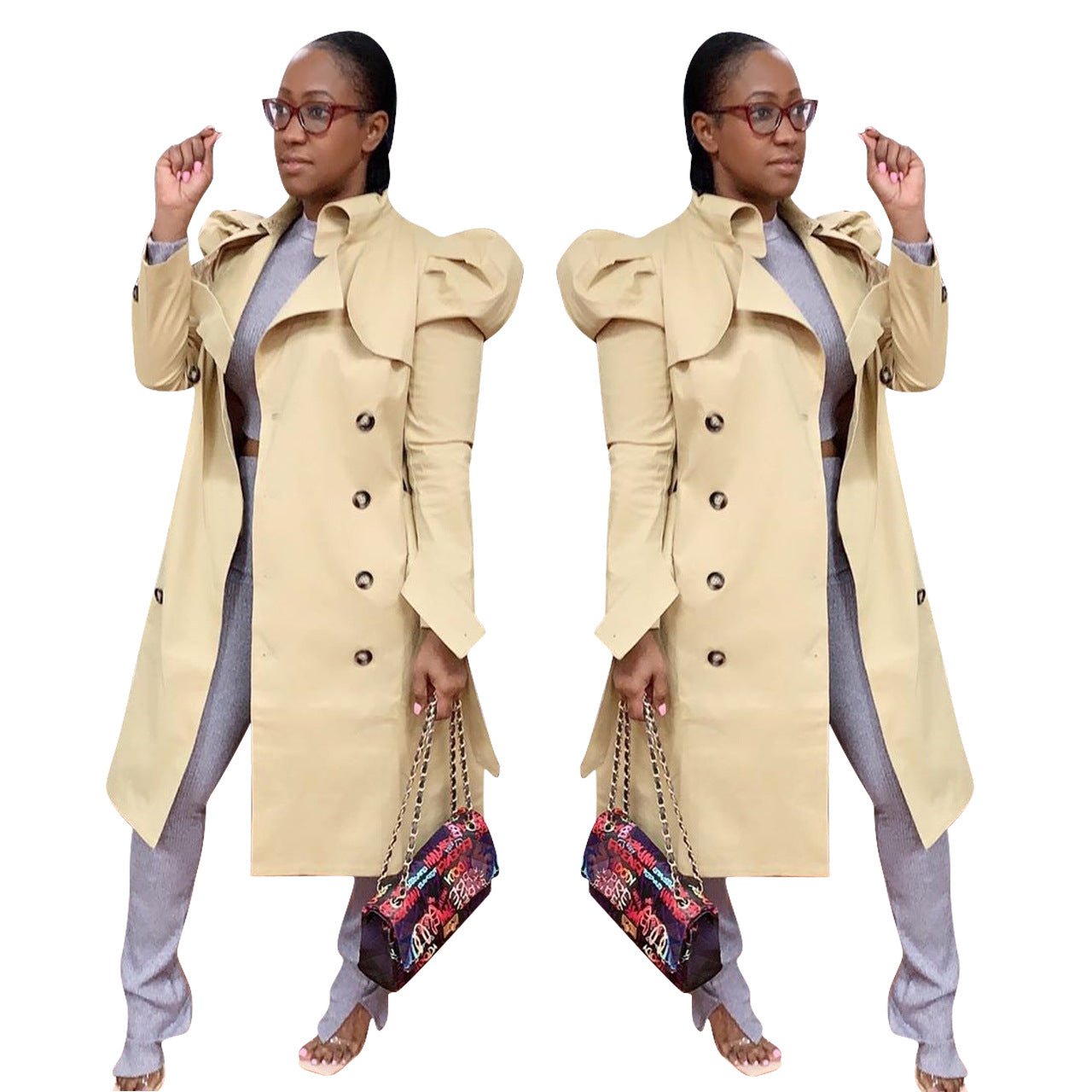 Women Clothing All-Match Casual Long Trench Coat Women Clothing