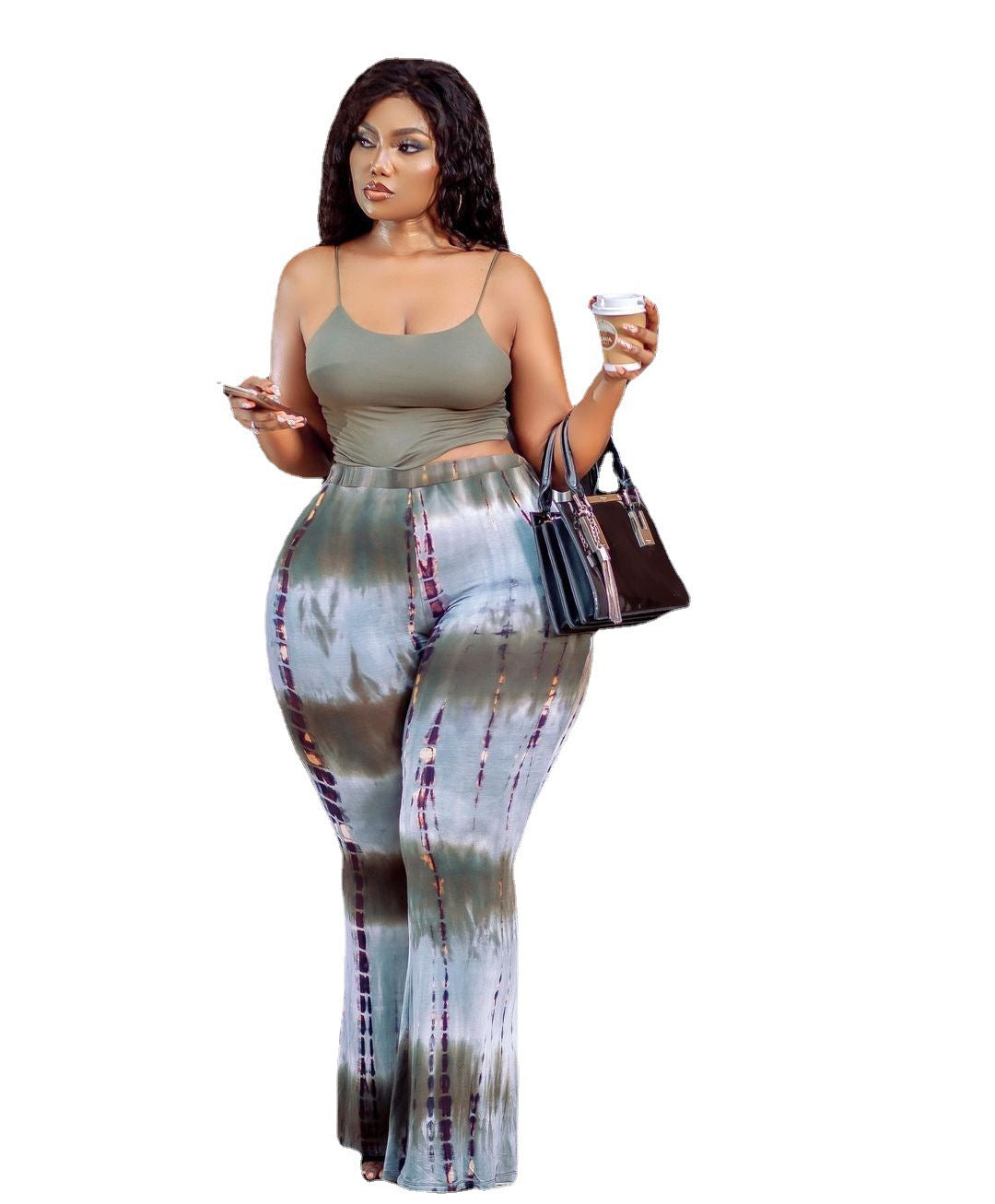 Plus Size Casual Printing Slip Two-Piece Set