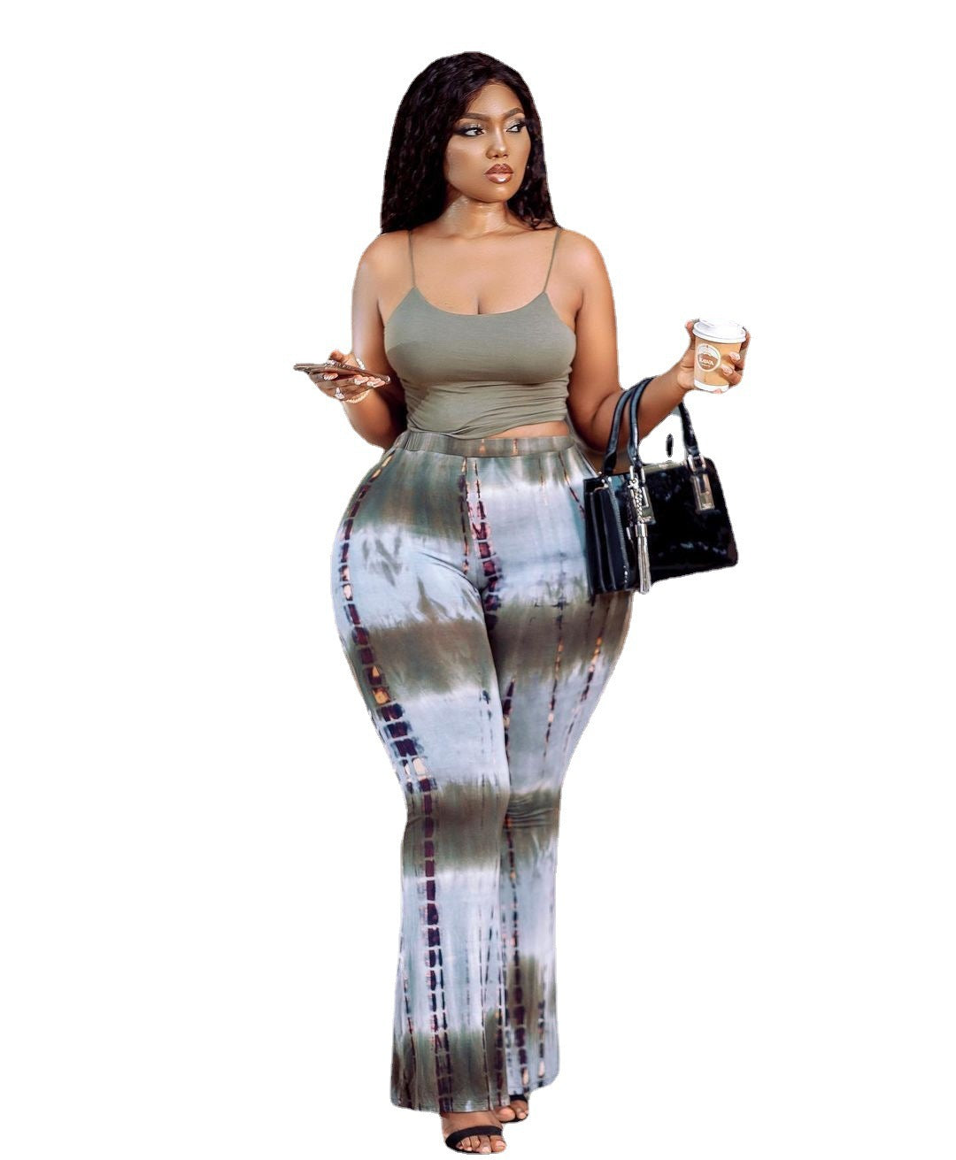 Plus Size Casual Printing Slip Two-Piece Set