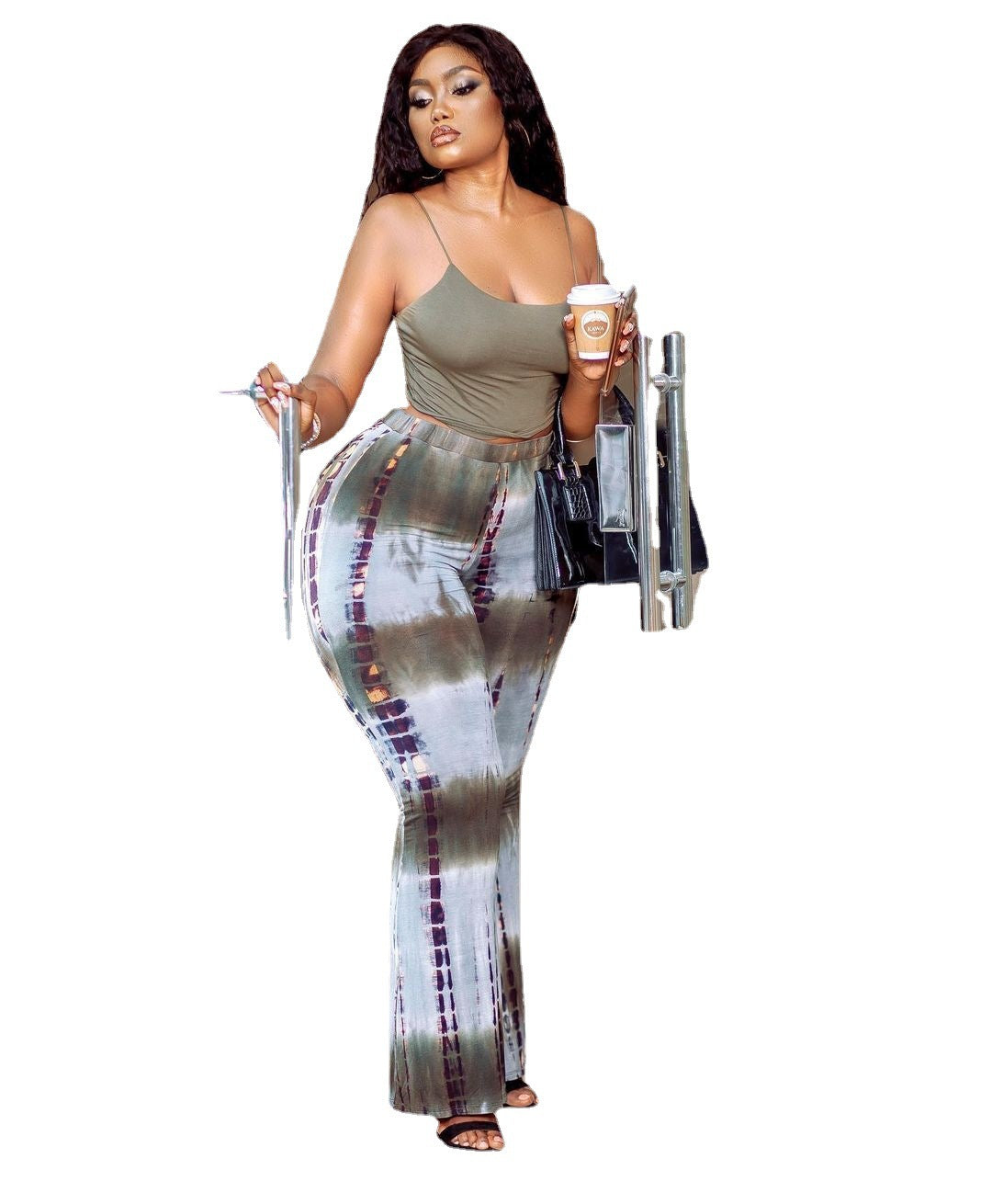 Plus Size Casual Printing Slip Two-Piece Set