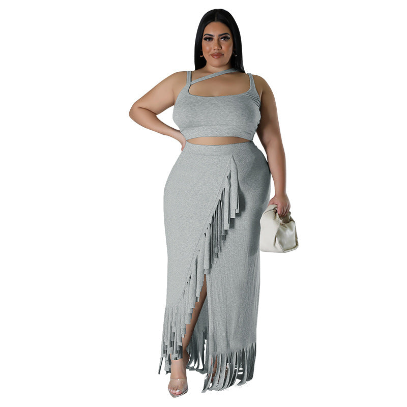 Gilded Whisper Plus Size Women Skirt Set