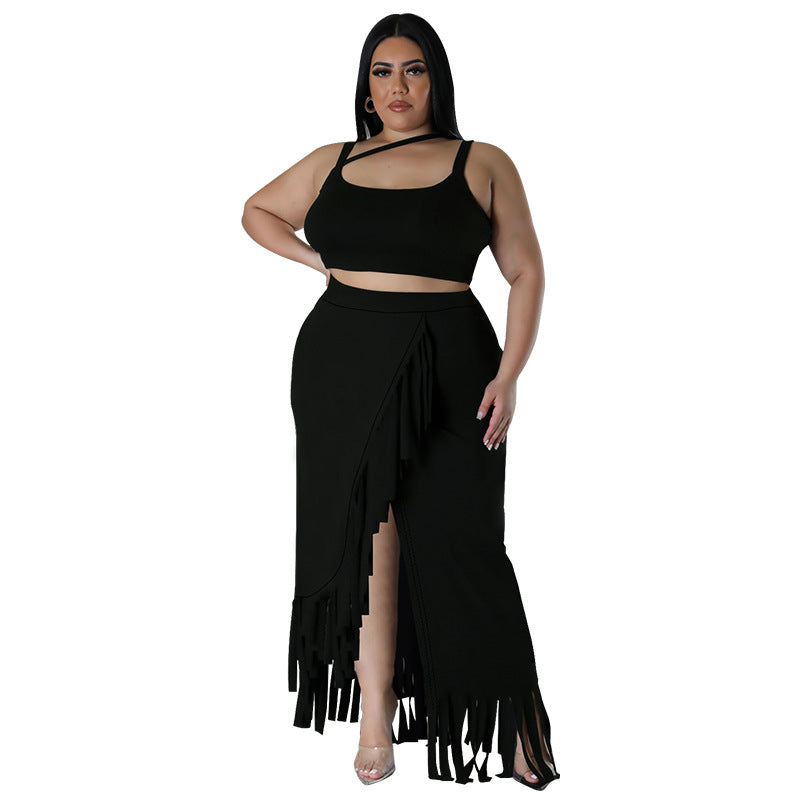 Gilded Whisper Plus Size Women Skirt Set