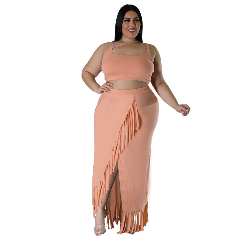 Gilded Whisper Plus Size Women Skirt Set