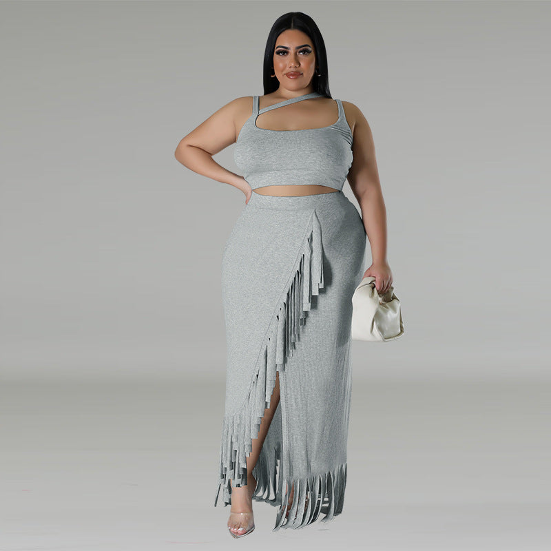 Gilded Whisper Plus Size Women Skirt Set