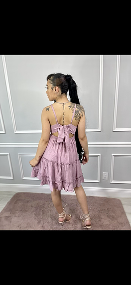 SLEEVELESS TIE BACK MINI DRESS IN PINK