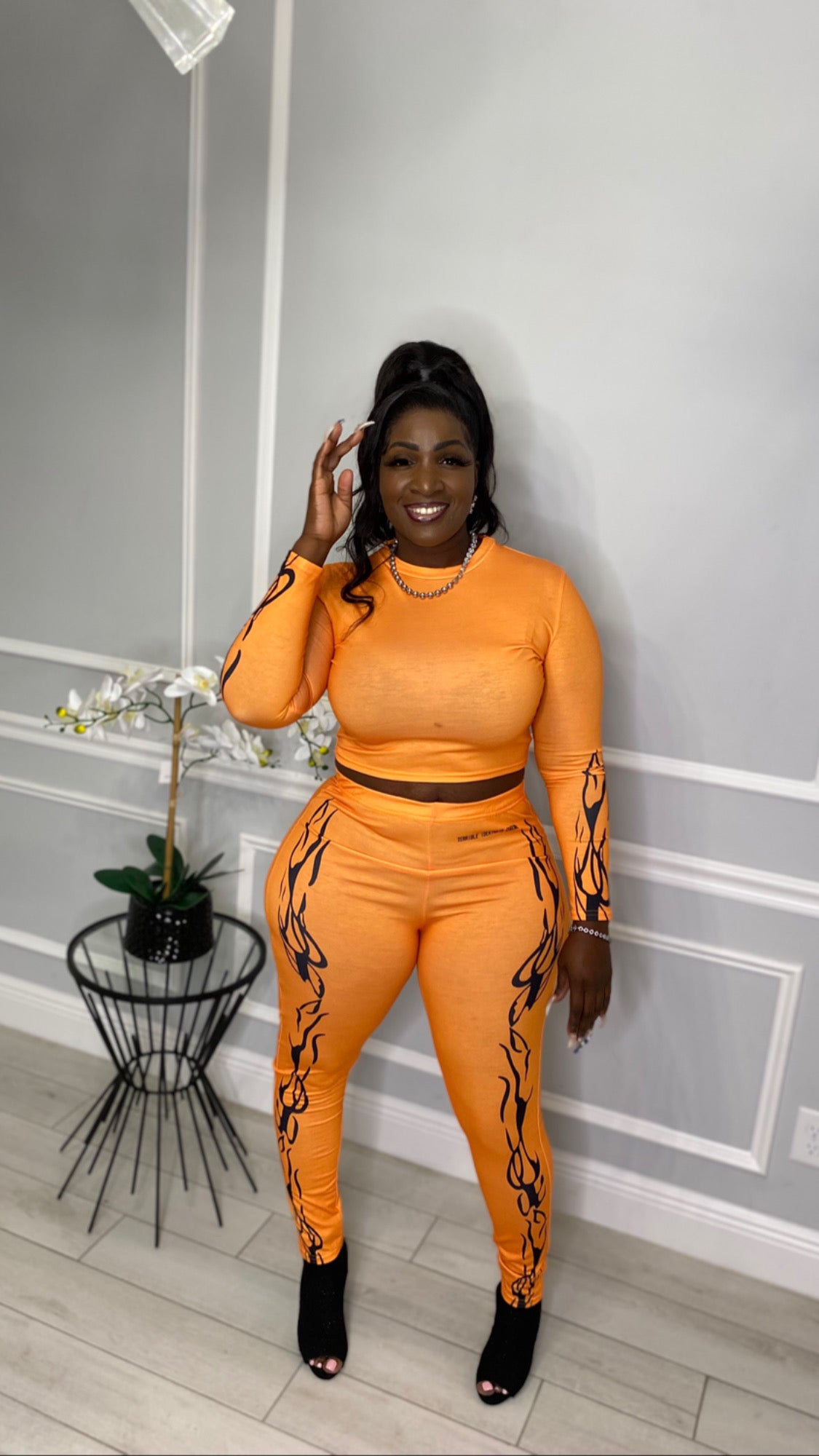 Orange track suit